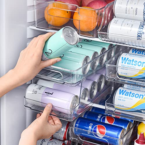 ZOAJU 2-Layer Soda Can Organizer for Refrigerator Can Dispenser Pantry Storage Rack for Freezer Countertops Cabinets Pantry, Automatic Dispensing