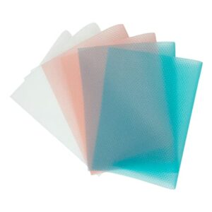 6 pcs shelf mats washable fridge mats liners waterproof fridge pads mat shelves drawer table mats refrigerator liners for shelves (blue / transparent / pink)