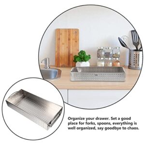 Cabilock Flatware Tray Stainless Steel Cutlery Container Utensil Holder Mesh Design Silverware Countertop Storage Organizer