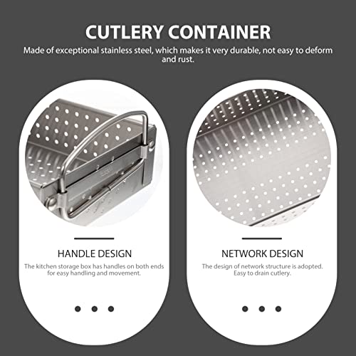 Cabilock Flatware Tray Stainless Steel Cutlery Container Utensil Holder Mesh Design Silverware Countertop Storage Organizer