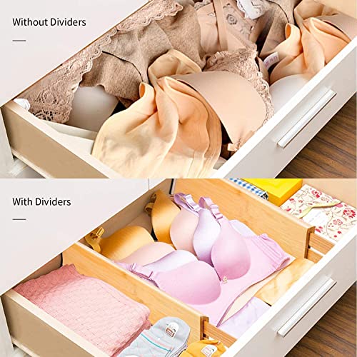 Utoplike 4 Pack Bamboo Kitchen Drawer Dividers and Bamboo Kitchen Knife Drawer Organizer Set