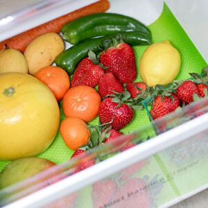 grand fusion fresh fruits refrigerator drawer liner, fridge liners, keep your produce fresh and juicy, easy-to-clean, green, pack of 4