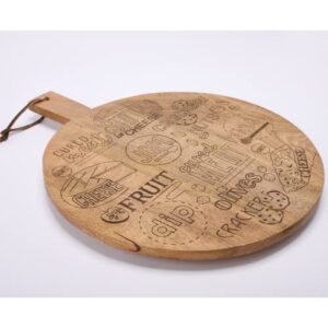 Mud Pie Wooden Charcuterie Lazy Susan, Brown, 20" x 16"