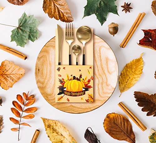 Thanksgiving Silverware Cutlery Holders - Turkey Fall Party Dinner Table Decorations Supplies 24Ct