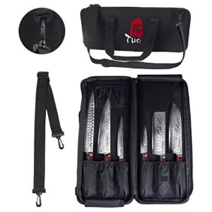 tuo knife bag for chef, padded knife roll, knife case, durable knife carrier, canvas knife holder for kitchen tools, utensil pockets with shoulder strap & handle, which with 12 slots and zipped pouch