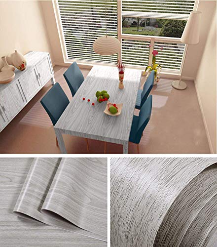 Faux Gray Wood Grain Contact Paper Vinyl Self Adhesive Shelf Drawer Liner for Kitchen Cabinets Shelves Table Counter Top Backsplash Wall Door Sticker Decal 17.7x197 Inches