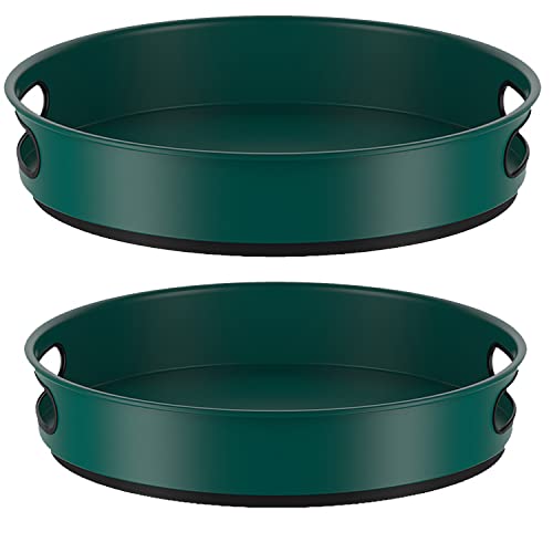 2Pack Lazy Susan Turntable Organizer Round Metal Lazy Susan Storage 12 &10 Inch for Kitchen/Cabinet/Living Room/Bathroom Refrigerator （Green）