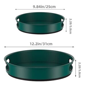 2Pack Lazy Susan Turntable Organizer Round Metal Lazy Susan Storage 12 &10 Inch for Kitchen/Cabinet/Living Room/Bathroom Refrigerator （Green）