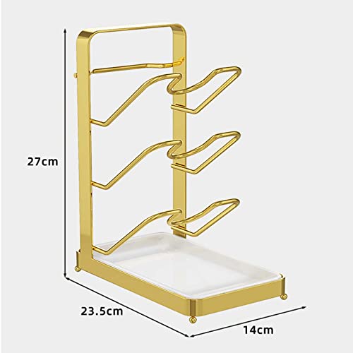 Generic 3 Tier Pot Lid Organizer Rack,Tableware Storage Rack,Removable Drain Tray for Kitchen Counter Cabinet Spoon Cutting Boards Accessories, Aureate