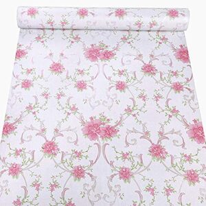 emoyi romantic pink flower shelf liner adhesive wallpaper pattern waterproof cabinet wall sticker 17.7”x98”