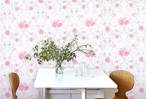 Emoyi Romantic Pink Flower Shelf Liner Adhesive Wallpaper Pattern Waterproof Cabinet Wall Sticker 17.7''x98''