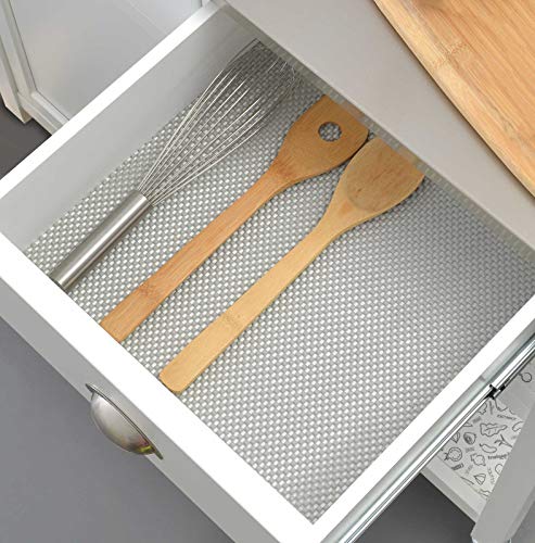 BNYD Drawer Liner Non Adhesive Kitchen Shelf Liner, Non Slip Mat Cabinet Grip Liner 12 in. x 20 ft. (White)