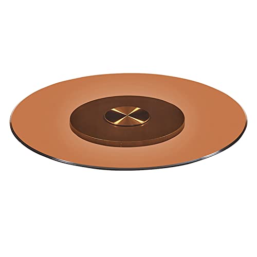 Brown Glass Rotating Serving Plate Serving Turntable, Lazy Susan Turntable For Kitchen Dining Table, Large Rotating Serving Turntable With Aluminum Alloy Silent Bearing, 23in/27in/31in/35in/38in (Siz