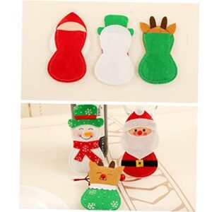 PRETYZOOM 3 pcs Pockets Elk Decoration Holder Holiday Cultlery Color Storage Forks Bags Party Christmas Assorted Elements Table Knife for Claus Dinner Reindeer Without Mini Tableware Santa