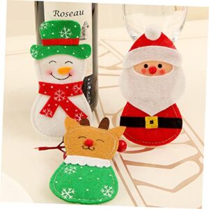 PRETYZOOM 3 pcs Pockets Elk Decoration Holder Holiday Cultlery Color Storage Forks Bags Party Christmas Assorted Elements Table Knife for Claus Dinner Reindeer Without Mini Tableware Santa