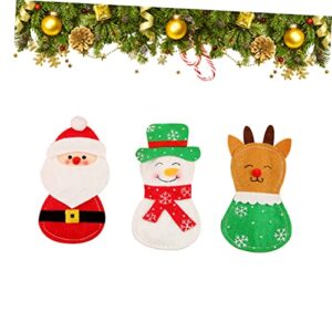 PRETYZOOM 3 pcs Pockets Elk Decoration Holder Holiday Cultlery Color Storage Forks Bags Party Christmas Assorted Elements Table Knife for Claus Dinner Reindeer Without Mini Tableware Santa