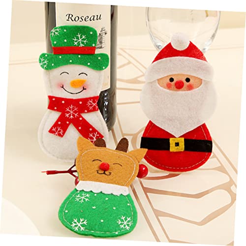 PRETYZOOM 3 pcs Pockets Elk Decoration Holder Holiday Cultlery Color Storage Forks Bags Party Christmas Assorted Elements Table Knife for Claus Dinner Reindeer Without Mini Tableware Santa