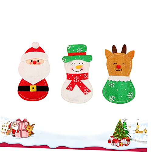 PRETYZOOM 3 pcs Pockets Elk Decoration Holder Holiday Cultlery Color Storage Forks Bags Party Christmas Assorted Elements Table Knife for Claus Dinner Reindeer Without Mini Tableware Santa