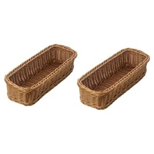 BESTonZON 2pcs Restaurant Vegetables Farmhouse Knitting Bread Caddy Kitchen Cutlery Imitation Forks Baskets Table Rectangular Keys Cabinet Holders Cm Bin Pantry Wallet Handmade Xxcm Cell