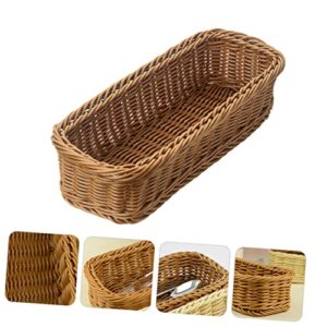 BESTonZON 2pcs Restaurant Vegetables Farmhouse Knitting Bread Caddy Kitchen Cutlery Imitation Forks Baskets Table Rectangular Keys Cabinet Holders Cm Bin Pantry Wallet Handmade Xxcm Cell