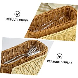 BESTonZON 2pcs Restaurant Vegetables Farmhouse Knitting Bread Caddy Kitchen Cutlery Imitation Forks Baskets Table Rectangular Keys Cabinet Holders Cm Bin Pantry Wallet Handmade Xxcm Cell