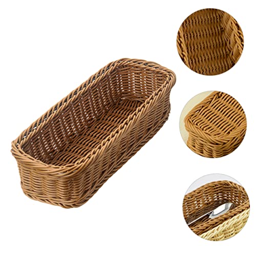 BESTonZON 2pcs Restaurant Vegetables Farmhouse Knitting Bread Caddy Kitchen Cutlery Imitation Forks Baskets Table Rectangular Keys Cabinet Holders Cm Bin Pantry Wallet Handmade Xxcm Cell