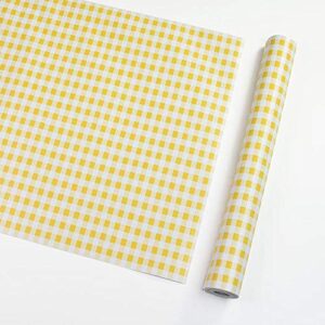 taogift self adhesive vinyl white and yellow geometric plaid contact paper shelf liner dresser drawer cabinets liner furniture wall paper sticker removable (17.7×117 inches)