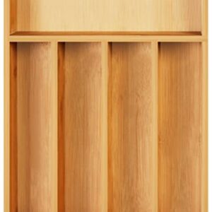 Utopia Kitchen Bamboo Silverware Organizer- 5 Compartments - Bamboo Drawer Organizer - Bamboo Hardware Organizer (Natural)