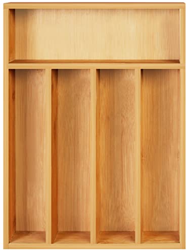 Utopia Kitchen Bamboo Silverware Organizer- 5 Compartments - Bamboo Drawer Organizer - Bamboo Hardware Organizer (Natural)