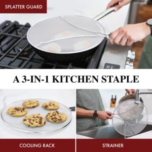 BergKoch Splatter Screen for Frying Pan - 13 Inch Stainless Steel Grease Splatter Guard - Cover Oil Splash when Sizzling Bacon, Cooking Fried Chicken or Popcorn