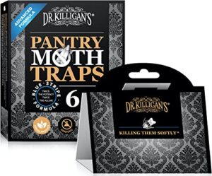 dr. killigan’s premium pantry moth traps with pheromones prime | non-toxic sticky glue trap for food and cupboard moths in your kitchen | how to get rid of moths | organic (6, black)