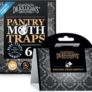 Dr. Killigan's Premium Pantry Moth Traps with Pheromones Prime | Non-Toxic Sticky Glue Trap for Food and Cupboard Moths in Your Kitchen | How to Get Rid of Moths | Organic (6, Black)