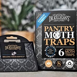 Dr. Killigan's Premium Pantry Moth Traps with Pheromones Prime | Non-Toxic Sticky Glue Trap for Food and Cupboard Moths in Your Kitchen | How to Get Rid of Moths | Organic (6, Black)