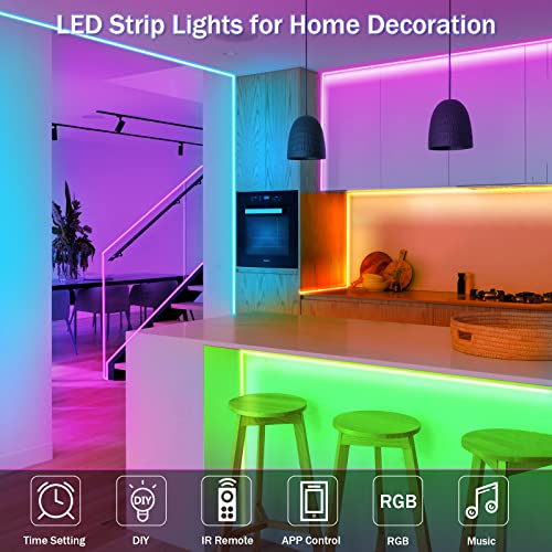 KEELIXIN 65.6ft LED Lights for Bedroom,LED Strip Light,Music Sync,LED Light Strip,RGB LED Strip Lights with APP & Remote Control,Luces LED para Cuarto,Bluetooth LED Lights for Room,Home Decoration