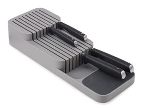 joseph joseph 85120 drawerstore kitchen drawer organizer tray for knives knife block, gray