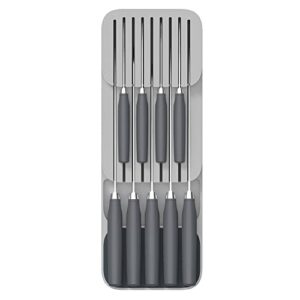 Joseph Joseph 85120 DrawerStore Kitchen Drawer Organizer Tray for Knives Knife Block, Gray