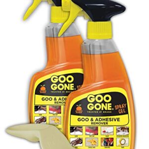 Goo Gone Adhesive Remover Spray Gel - 2 Pack and Sticker Lifter - Removes Chewing Gum Grease Tar Stickers Labels Tape Residue Oil Blood Lipstick Mascara