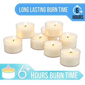 Stonebriar 96 Pack Unscented 6 to 7 Hour Extended Burn Time Clear Cup Tea Light Candles