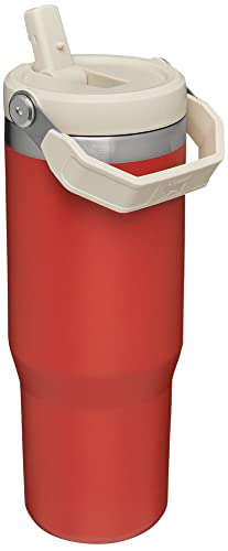 Stanley IceFlow Stainless Steel Tumbler with Straw - Vacuum Insulated Water Bottle for Home, Office or Car - Reusable Cup with Straw Leakproof Flip - Cold for 12 Hours or Iced for 2 Days (Carnelian)