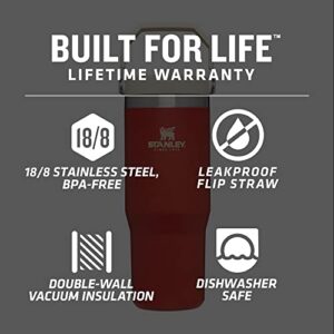 Stanley IceFlow Stainless Steel Tumbler with Straw - Vacuum Insulated Water Bottle for Home, Office or Car - Reusable Cup with Straw Leakproof Flip - Cold for 12 Hours or Iced for 2 Days (Carnelian)