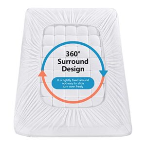 Queen Mattress Pad Cover Cooling Mattress Topper Pillow Top with Down Alternative Fill (8-21” Fitted Deep Pocket Queen Size)