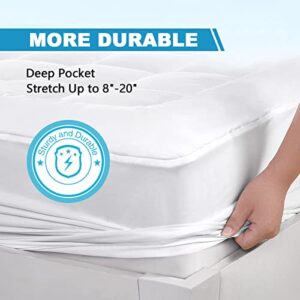 Queen Mattress Pad Cover Cooling Mattress Topper Pillow Top with Down Alternative Fill (8-21” Fitted Deep Pocket Queen Size)