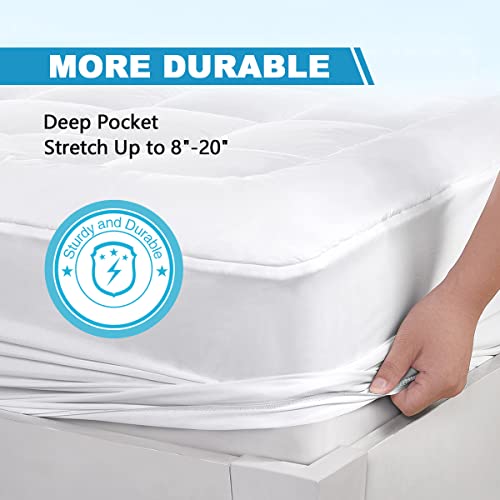 Queen Mattress Pad Cover Cooling Mattress Topper Pillow Top with Down Alternative Fill (8-21” Fitted Deep Pocket Queen Size)