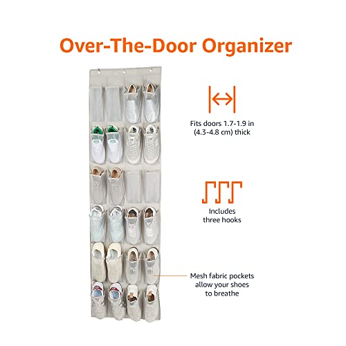 Amazon Basics 24-Pocket Over-the-Door Hanging Medium-Size Shoe Organizer