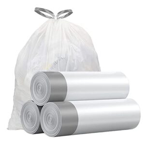 small trash bags 4 gallon – drawstring 4 gallon trash bag, individual unscented small garbage bags, white 4 gal small trash can liners bathroom trash bags, 57 count