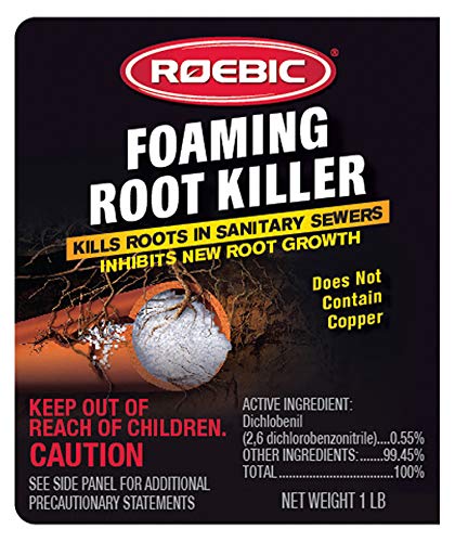 Roebic FRK-1LB Foaming Root Killer, Clears Pipes and Stops New Growth, Safe for All Plumbing, 1 Pound White