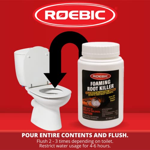 Roebic FRK-1LB Foaming Root Killer, Clears Pipes and Stops New Growth, Safe for All Plumbing, 1 Pound White