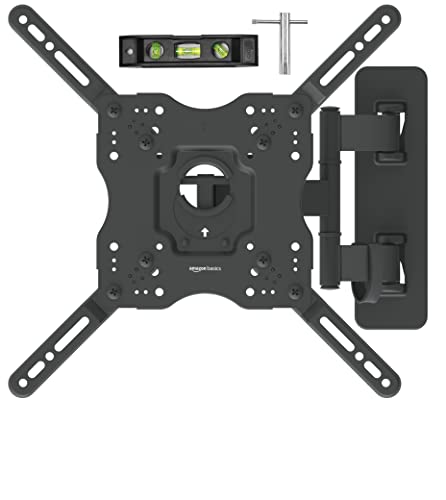 Amazon Basics Full Motion Articulating TV Monitor Wall Mount for 22-55 Inch TVs and Flat Panels up to 80 Lbs, Black