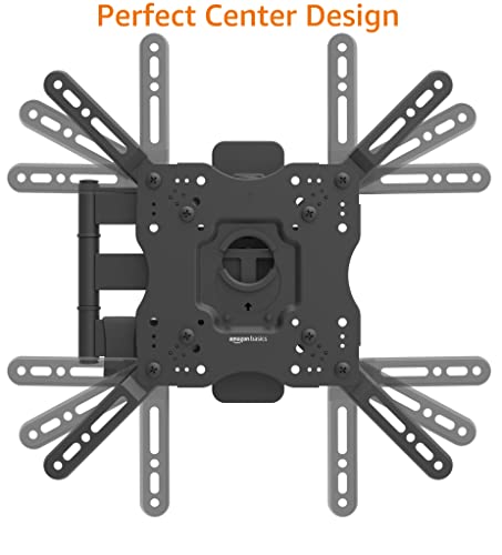 Amazon Basics Full Motion Articulating TV Monitor Wall Mount for 22-55 Inch TVs and Flat Panels up to 80 Lbs, Black