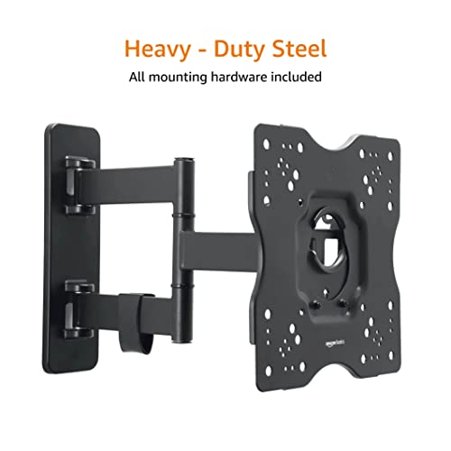 Amazon Basics Full Motion Articulating TV Monitor Wall Mount for 22-55 Inch TVs and Flat Panels up to 80 Lbs, Black